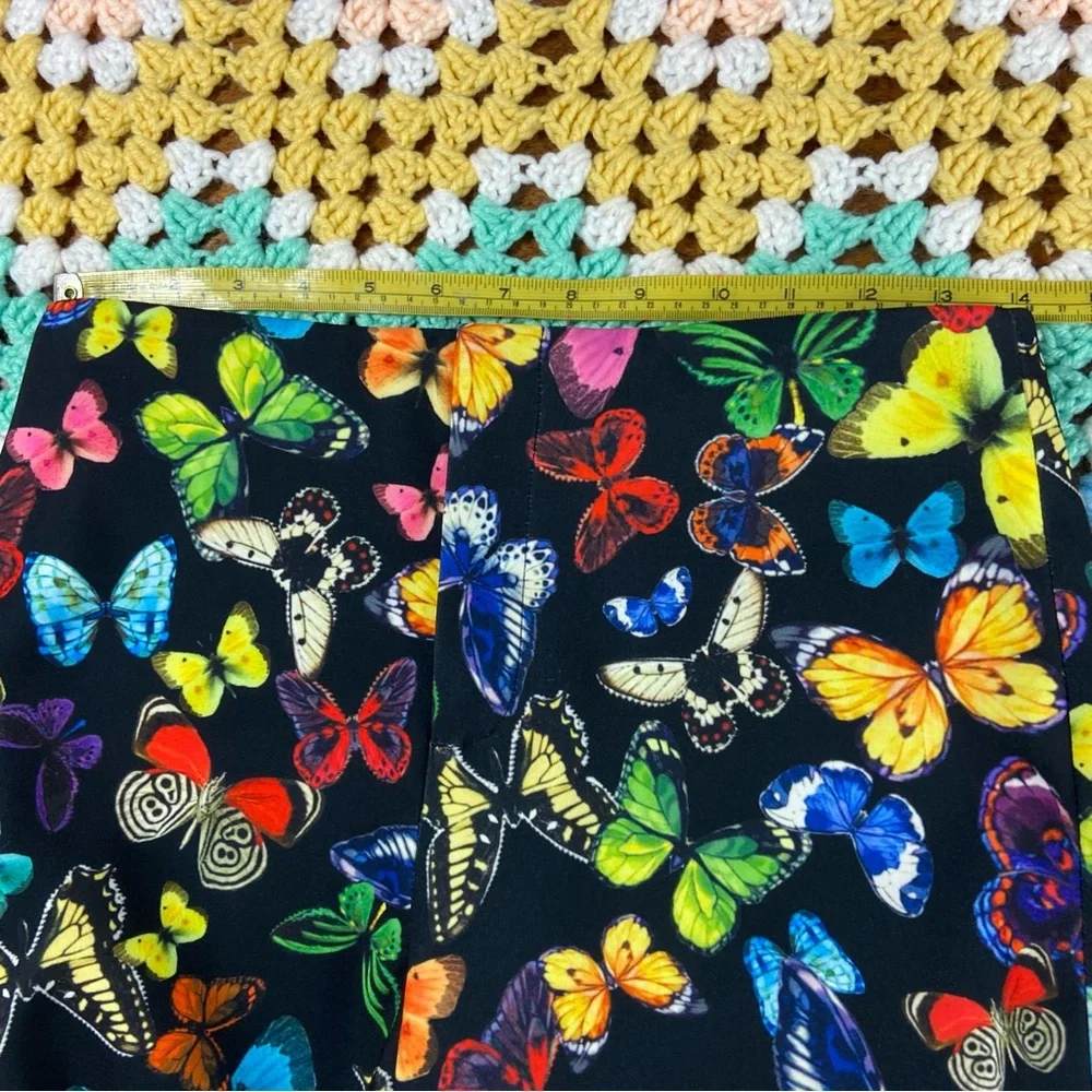 Alice + Olivia Teeny Rainbow Butterfly Print Flare Bell Bottom Pants Size 4 - Picture 12 of 16